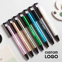 Free Engraving Logo Metal Neutral Ballpoint Pen Mobile Phone Bracket Pen Signature Advertising Pen School Business Office Gift