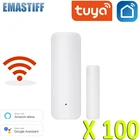 100 шт., смарт-детекторы открытиязакрытия дверей, приложение Smartlife, Wi-Fi датчик окон, работает с Alexa,Google Home