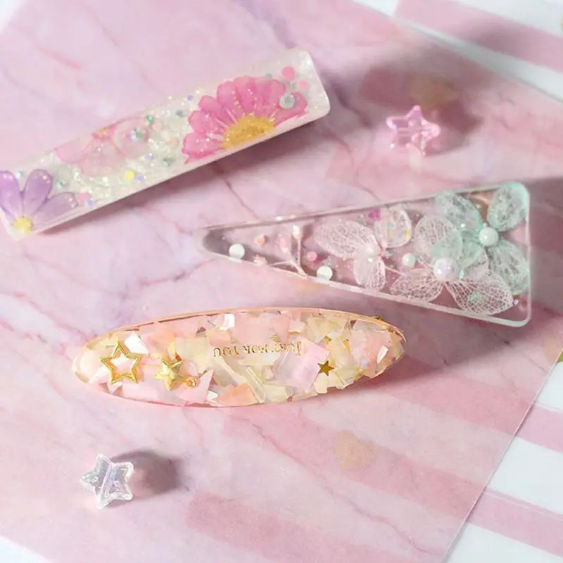 

Crystal Epoxy Resin Mold Hair Clip Barrette Casting Silicone Mould Handmade DIY Crafts Jewelry Making Tool