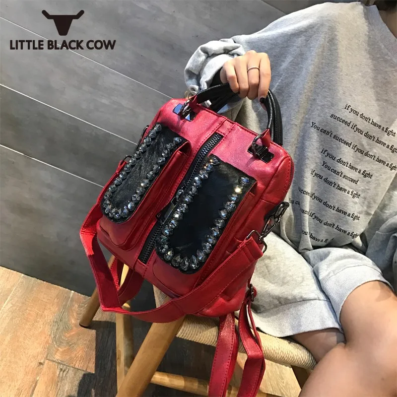 Новые дамские туфли из Pu искусственной кожи рюкзак со стразами