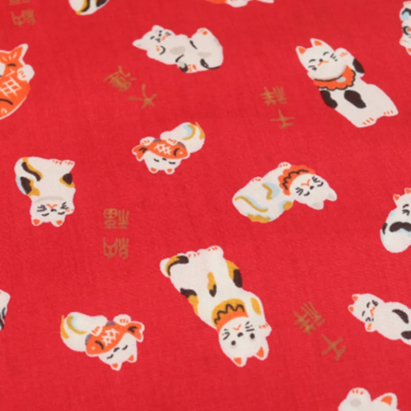 Половина двор Тайвань импорт мягкий бриз lucky cat печати шелковой ткани
