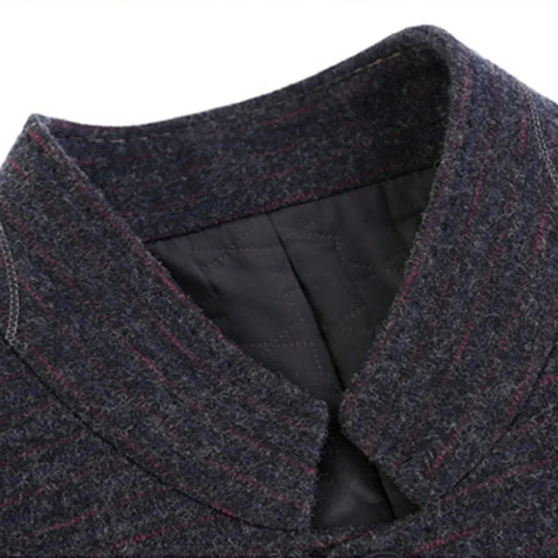 

Smart Casual Warm Men'S Jacket Autumn Winter Holiday Clothes Plus Cotton Thick Solid Woolen Jacket Stand-Up Collar Parker