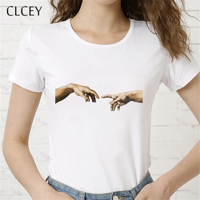 Женская футболка Clcey Michelangelo david с принтом руки 2020 женская одежда harajuku ulzzang
