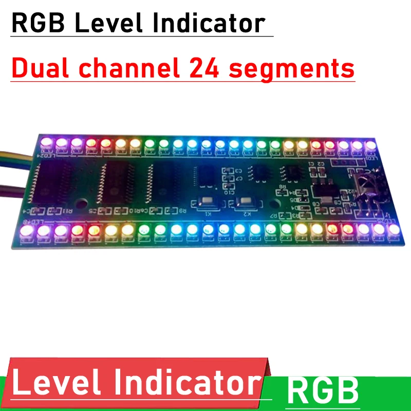 

DYKB RGB LED Audio Level Indicator VU Meter Music Spectrum MCU Adjustable Display Dual channel 24 segment FOR MP3 POWER Amplifie