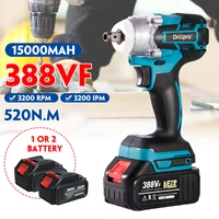 388vf 520n m brushless cordless electric impact wrench power tools with 15000amh li battery led light for makita 18v battery