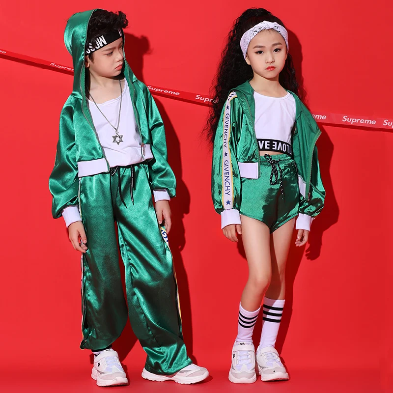 Детские костюмы на день для мальчиков и девочек хип-хоп джаз танец сплошной цвет