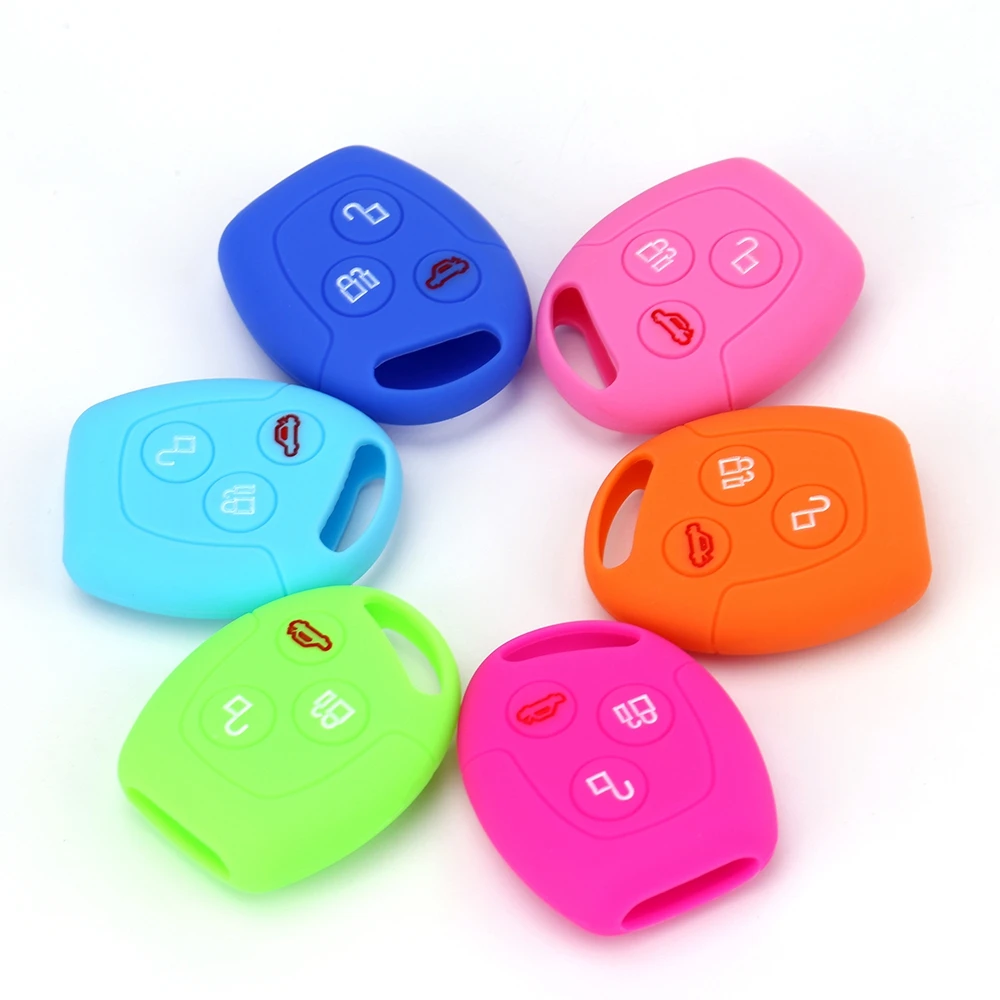 Силиконовый чехол для ключа автомобиля подходит Ford Focus Mondeo Festiva Fusion Fiesta ка 3 кнопки