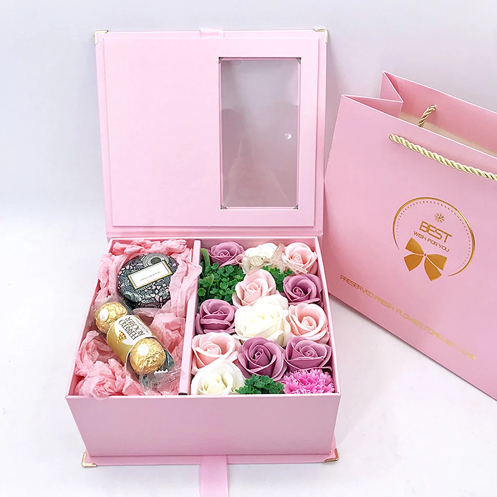 

Fake Flower Box Jewelry Gift Box Decoration Empty Container Organizer Paper Flower Decoration Gift Box for Festival Gift