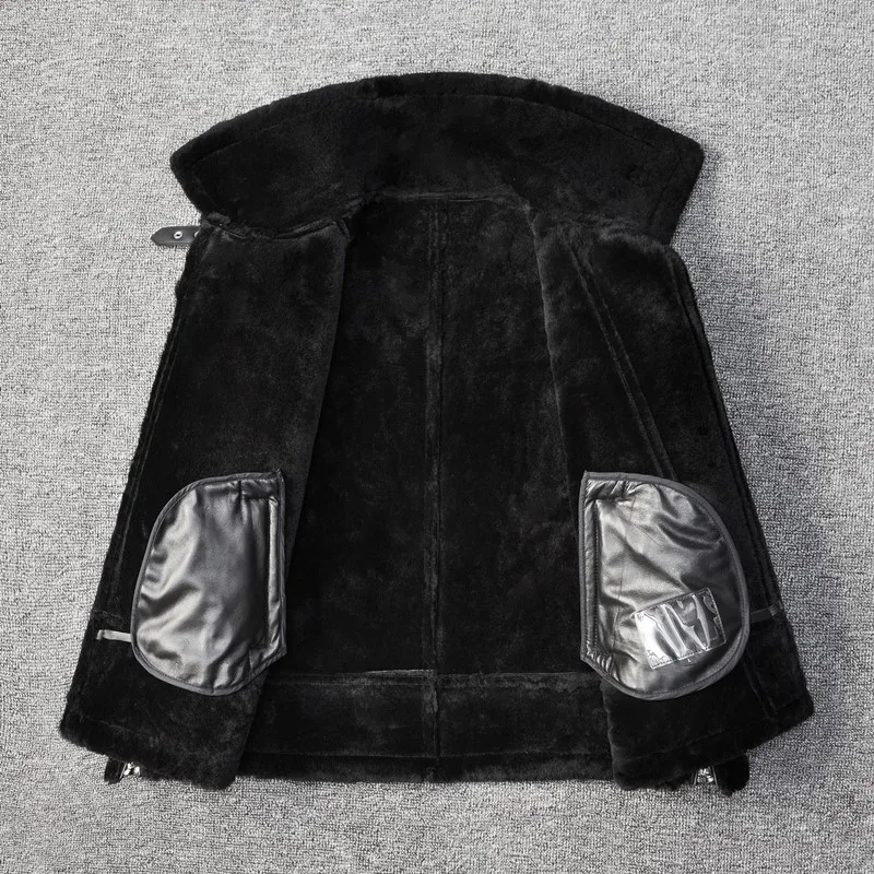 2022 Women Genuine Leather Coat Motor Biker Jacket 100% Shearing Sheepskin Wool Cashmere Liner Female Winter Cloth XXXL 2XL 3XL