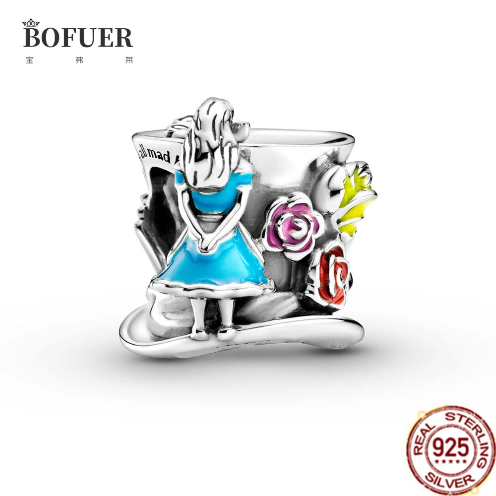 

NEW 925 Sterling Silver Charms Alice In Wonderland Bead Fit Original 925 Pandora Bracelet Silver Fine Necklace Women Jewelry P99