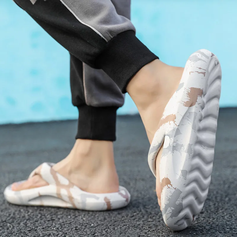 

New Men Flip-Flops Fashion Male Slippers Man Light EVA Soft Thick Bottom Massage Beach Slides Men Casual Shoes Plus Size 35-50
