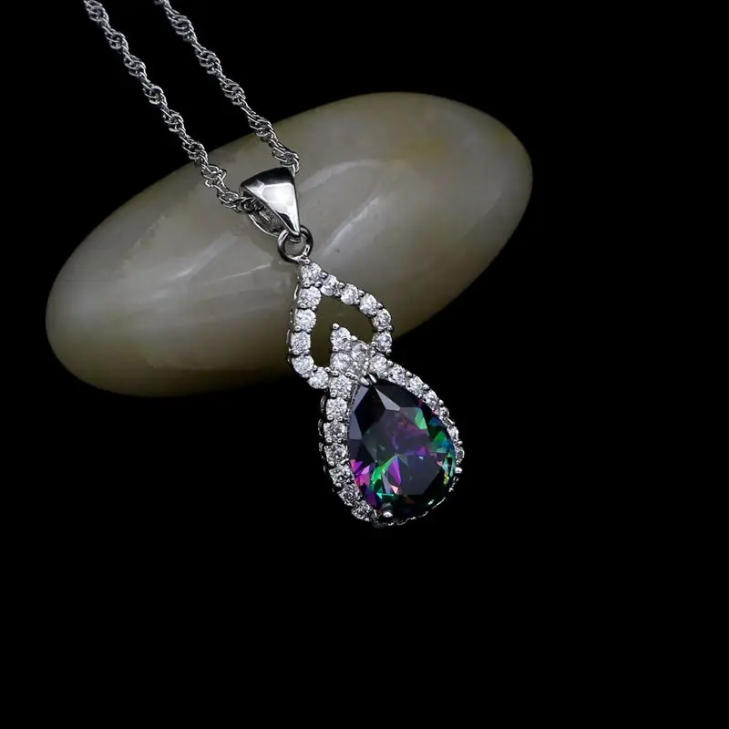 Mystic Радуга Кубический Цирконий набор ювелирных изделий для женщин капли воды