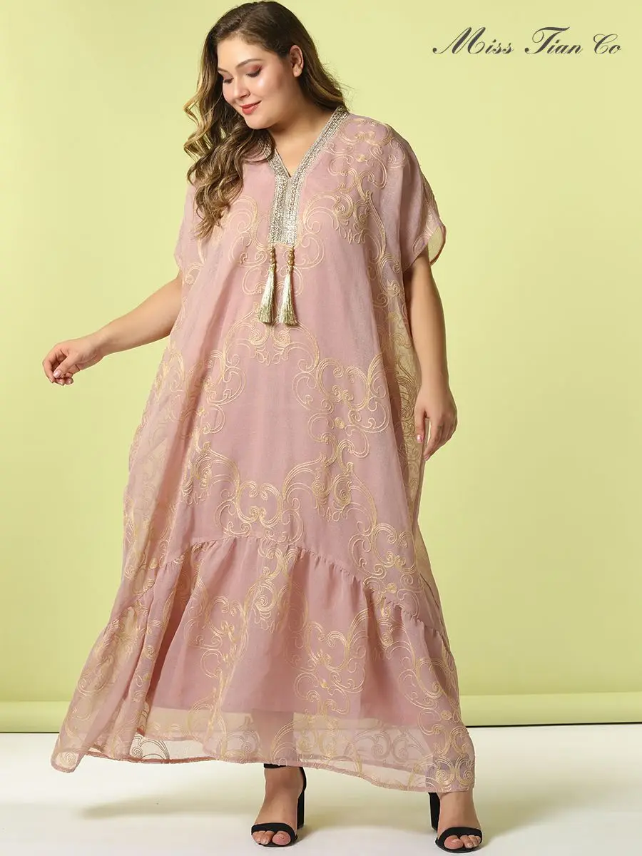 

2021 Абая с длинным; Сезон весна-осень; Женские платья большого размера плюс модное элегантное платье с вышивкой, вышивка в виде цветов, платье...