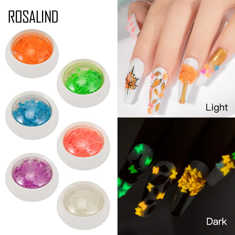 

ROSALIND Acrylic Luminous Nail Powder Accessorie For Art ManicureVarinish Decoration Glitter Holographic Fluorescence Powder New