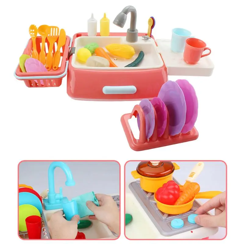 

Children Simulation Plastic Electric Dishwasher Sink Pretend Play Kitchen Toys Kids Early Education Birthday Gifts 23GD