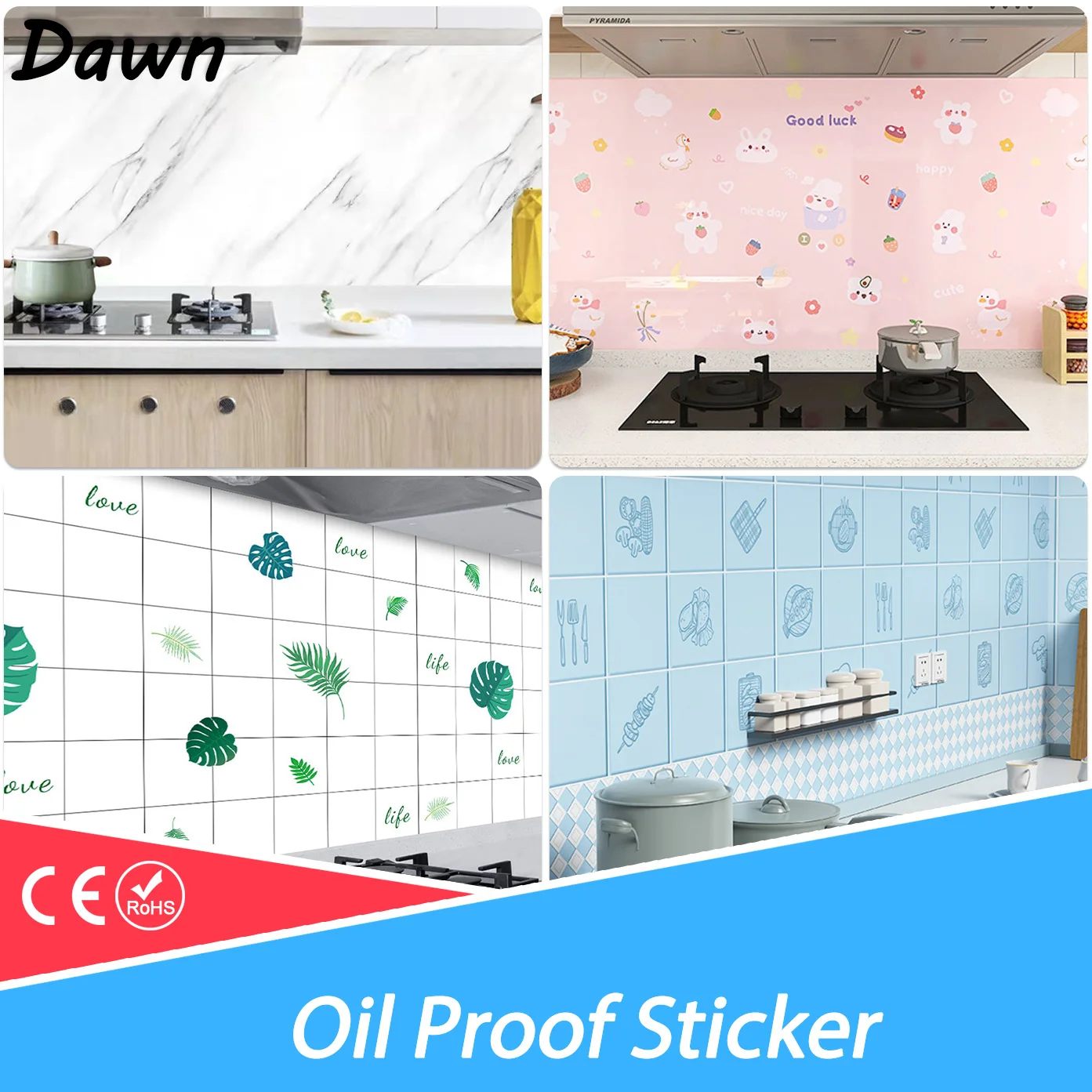 

60cmx10Meter Wallpaper Oil and Water Proof Wall Stickers Resistant Kitchen Bar Desktop DIY Home Decoration Marble Pattern