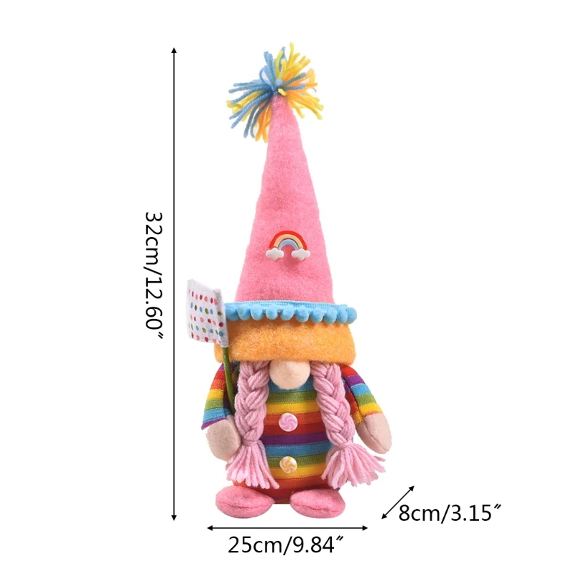 

Summer Colorful Rainbow Gnome Tomte Swedish Nisse Scandinavian Elf Dwarf Farmhouse Kitchen Shelf Tiered Tray Decor