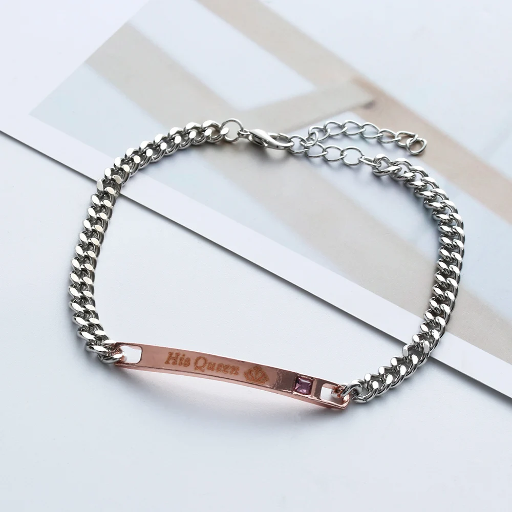 Из нержавеющей стали crital очаровательный браслет с короной DIY ее король его королева Пара Браслеты для женщин мужчин ювелирные изделия