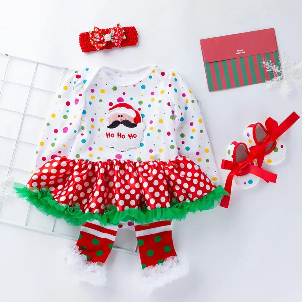 Комплект из 4 предметов для новорожденных Рождественская Одежда маленьких