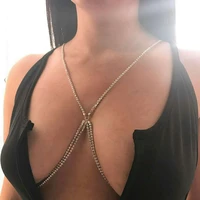 1 pc sexy rhinestone cross body chain bra bikini chain harness necklace for women luxury crystal chest chain body jewelry s1156