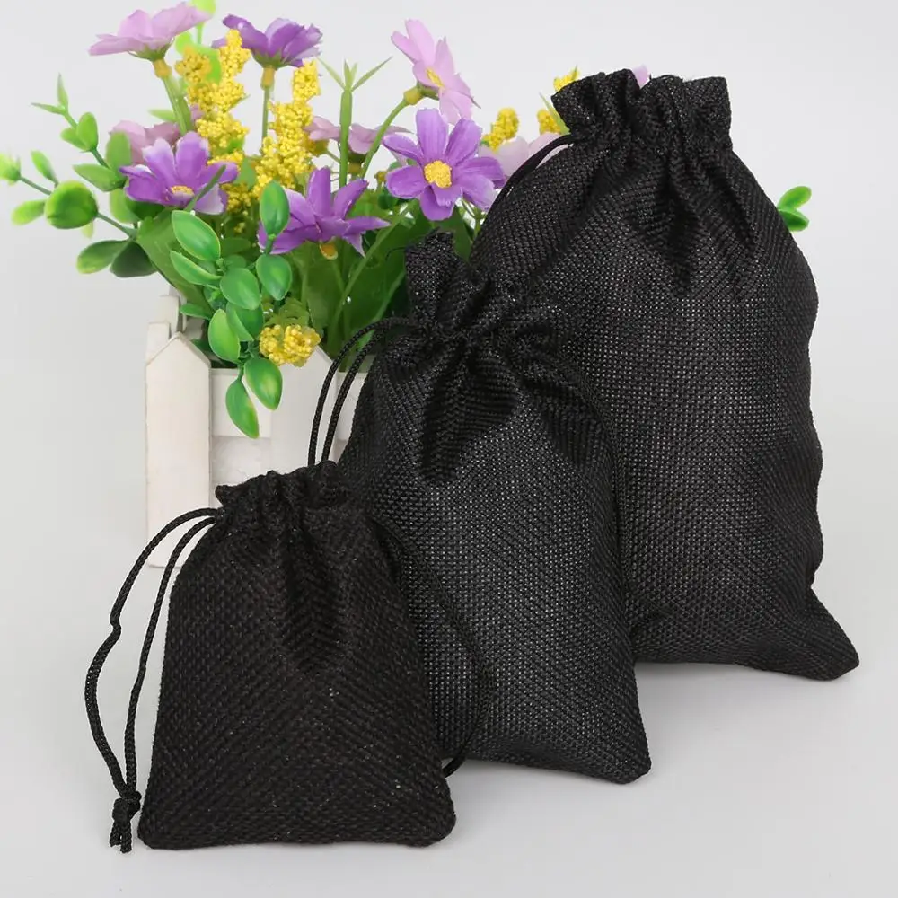 

5Pcs/lot Linen Cotton Gift Bags Packing Jewelry Drawstring Pouch Cosmetic Wedding Candy Wrappling Reusable Sachet Print