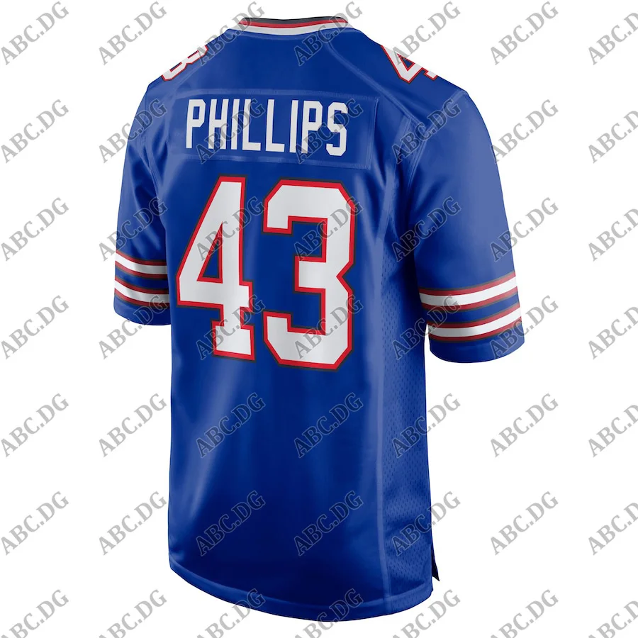 

Customized Stitch American Football Jersey Men Women Kid Youth Buffalo Del'Shawn Phillips Royal Game Jersey