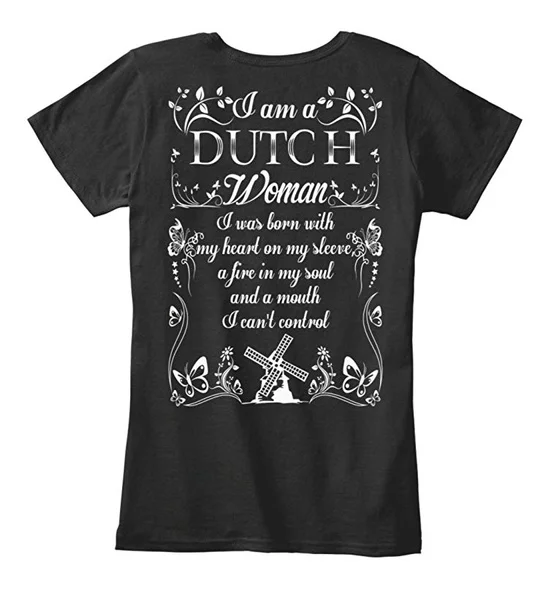 

White Cotton T Shirt Dutch WomanTshirt 100% Combed Ringspun Cotton Women's Premium Tee T-shirt Womens
