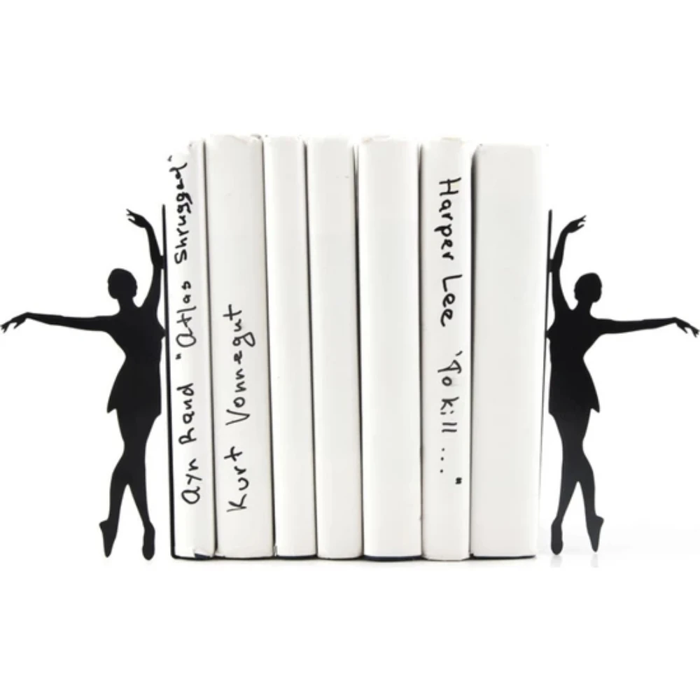 

Decorative Bookends Bookshelf Metal Book Holders Non-skid Thema Love Heavy Duty Iron Art Black Stand Support Magazines Organizer