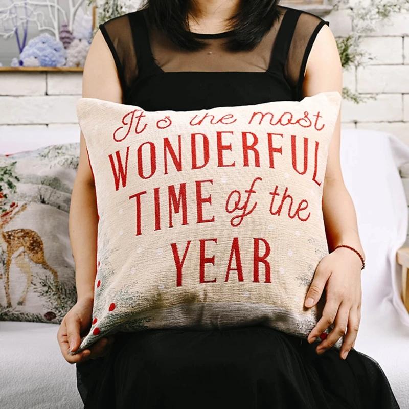 Для волос (4 предмета) Рождество накидка для подушки льняная Подушка диванная