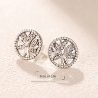 authentic 925 sterling silver earring tree of love with crystal studs earring for women wedding gift fine europe jewelry