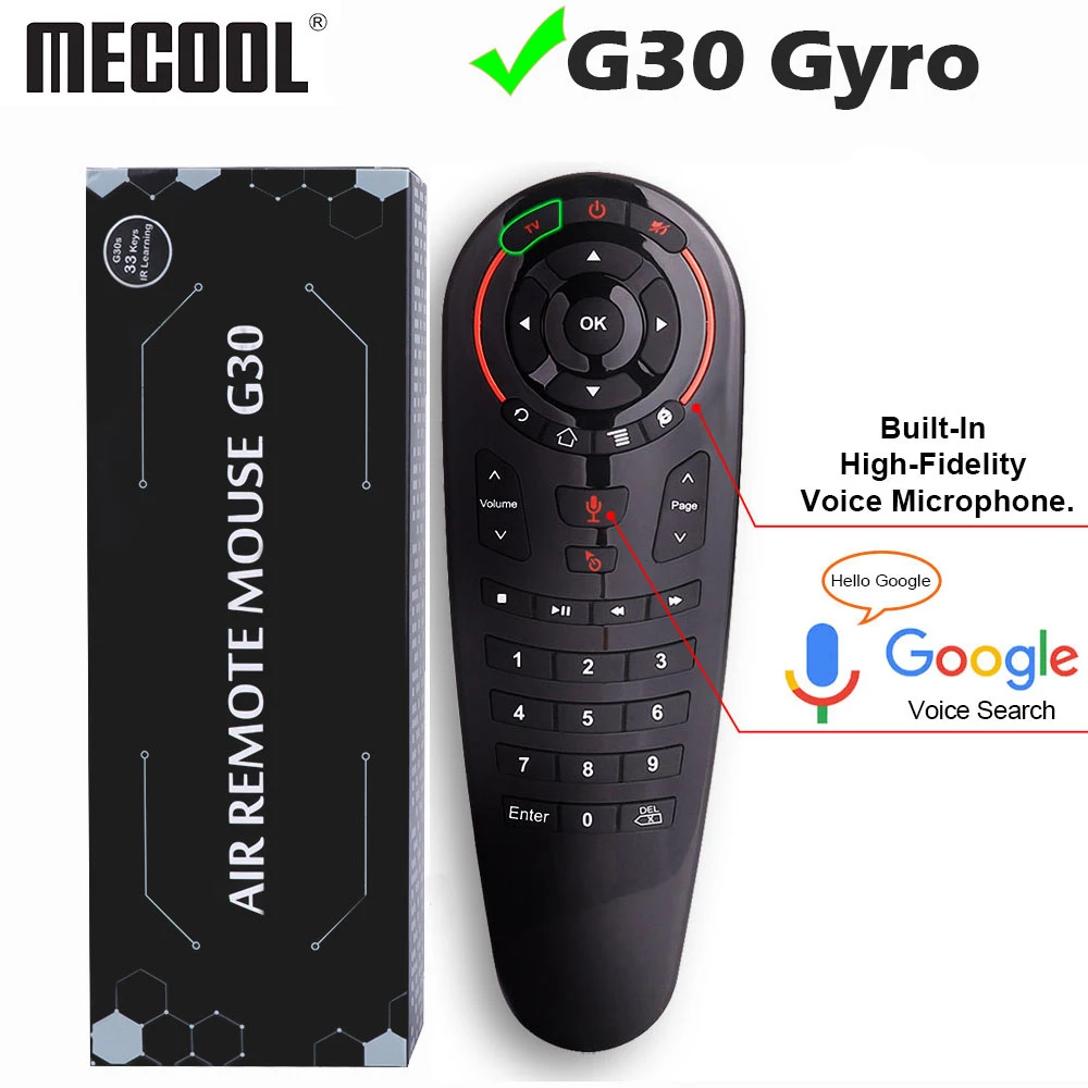 Universal G30 2.4G Gyroscope Wireless Air Mouse 33 Keys IR Learning Smart Voice Remote Control for Android TV Box TV vs G10 G20