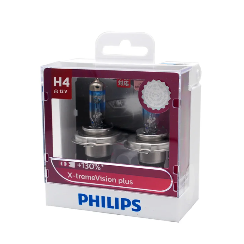 Автомобильная галогенная фара Philips H4 9003 HB2 X-treme Vision Plus яркий белый свет