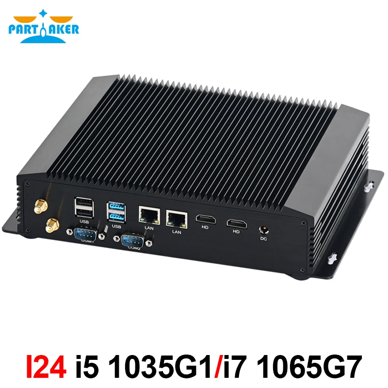 Mini Pc Industriale I5 1035 G1 I7 1065G 7 Windows 10 Pro Win11 2 * Ddr4 2 * Lan 2 * Hd Sim Card Rugged Computer Desktop Pc Smart Fan