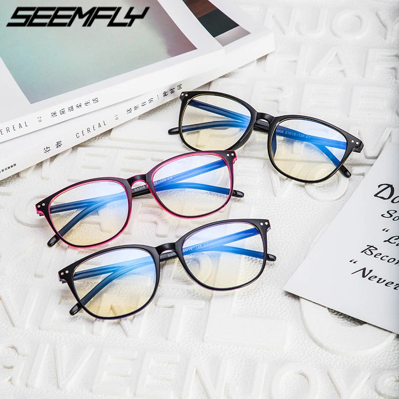 Seemfly мужские и женские очки для близорукости синие пленочные круглые с