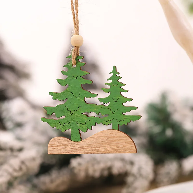 1pcs Christmas tree 4 шт. рождественские украшения деревянные Мультяшные Подвески с автомобилем милые животные собака Рождественская елка подвесные рождественские украшения для дома - Цвет: 1pcs Christmas tree