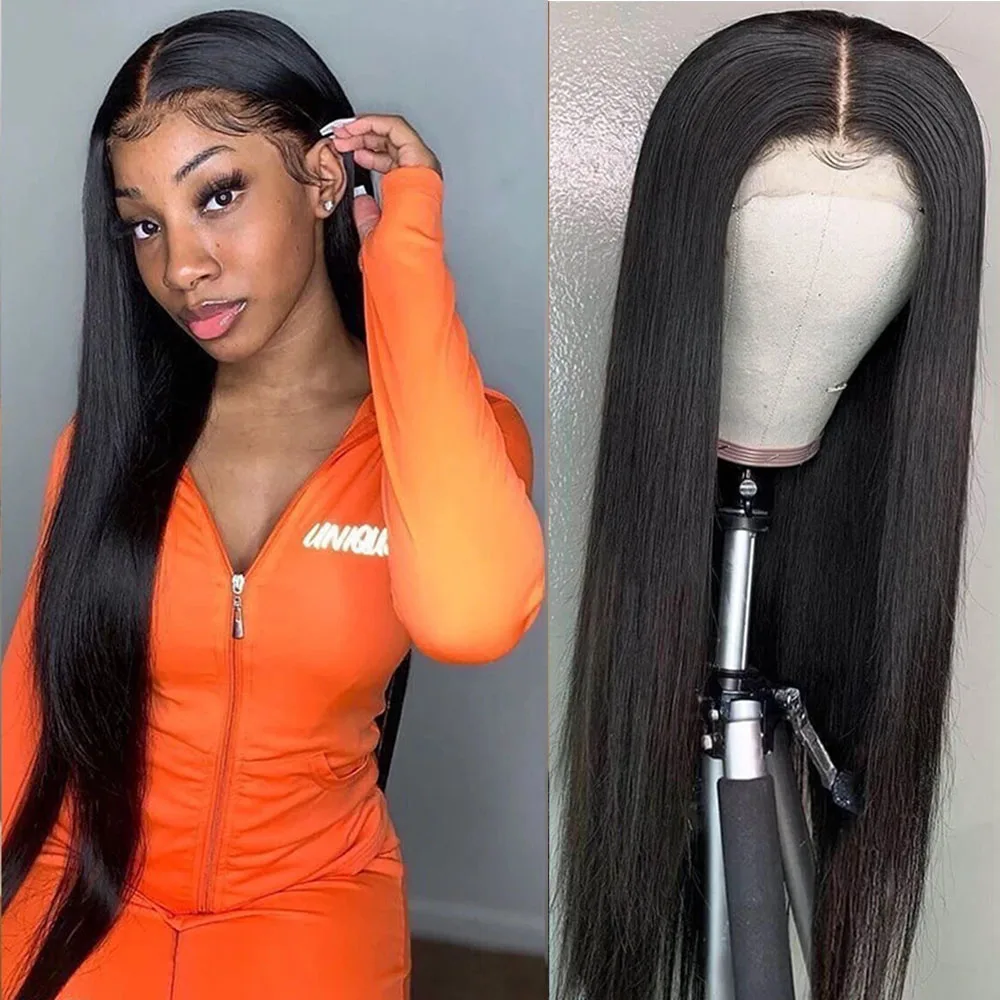 Синтетические волосы на кружеве парик человеческих волос Прямые 30 дюймов hd