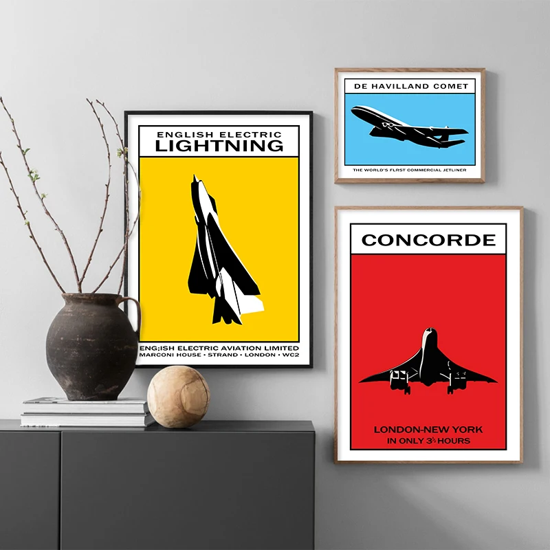 De Havilland Comet молниевый плакат минималистичный абстрактный настенный