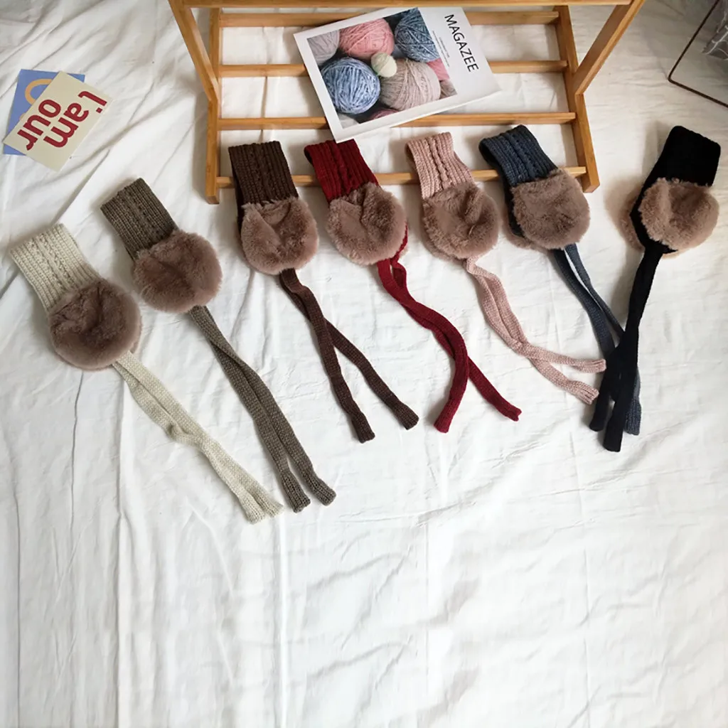 2 в 1 детский шарф шапка зима-осень теплая повязка плюшевые наушники вязаные