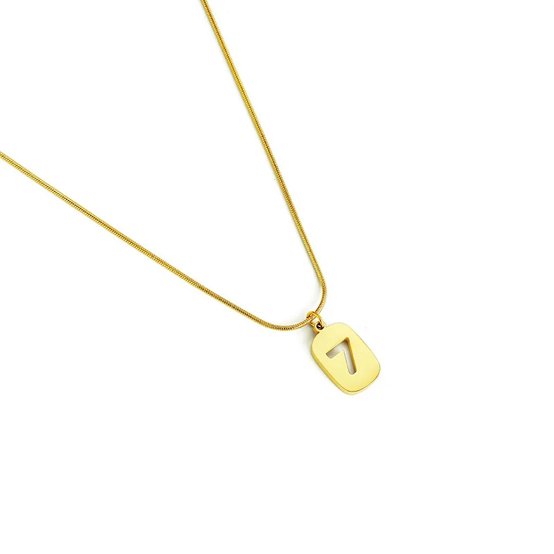 

KISS&FLOWER NK05 Fine Jewelry Wholesale Fashion Woman Girl Birthday Gift Lucky Number 24KT Gold Slim Clavicle Pendant Necklace