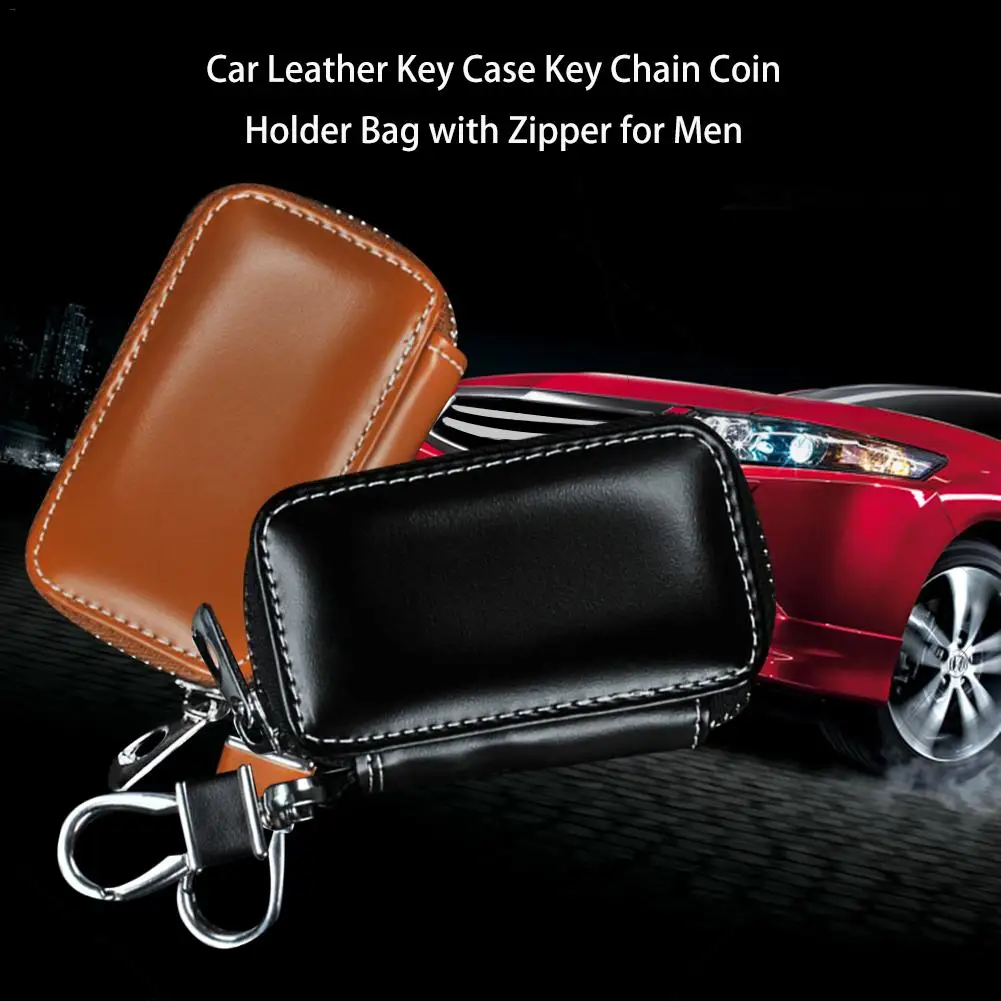 Автомобильный кожаный чехол для ключей брелок монет сумка на молнии мужчин 13 8x4 6