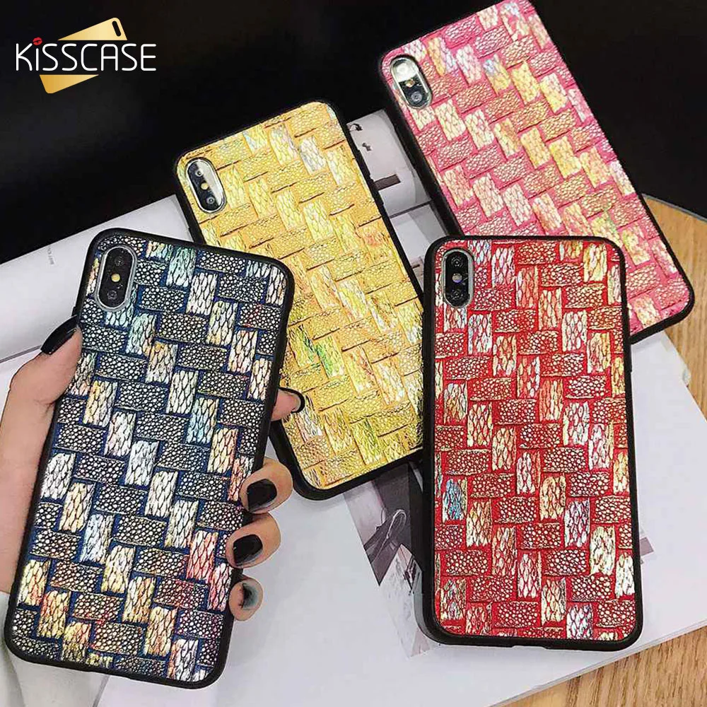 KISSCASE Luxury Braided Soft Case For iPhone XS Max XR X Huawei P20 Lite Grid Weaving Silicone Samsung Phone Cover |