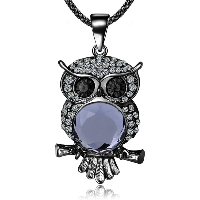 Кулон в виде совы из серебра 925 пробы с кристаллами|Подвески| |