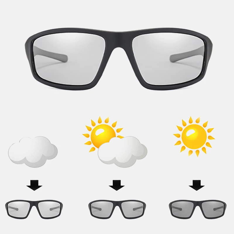 

Солнцезащитные очки с фотохромными линзами для мужчин и женщин, спортивные поляризационные меняющие цвет, для вождения, 2021 матовые, черные, ...