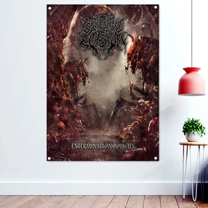 EXTERMINATION POLICIES Heavy Metal Band Icon Flags Tapestry Rock Music Poster Canvas Painting Wall Chart Skull Tattoos Art Mural