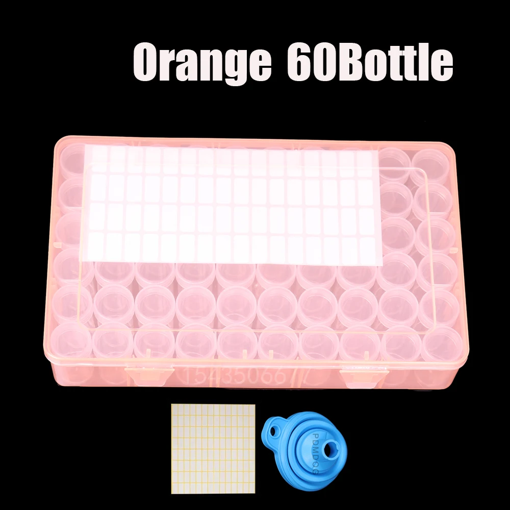 

NEW 60 Bottles Box Transparent Container Case Diamond Painting Accessories Diamond Embroidery Beads Storage Box Organizer Tools