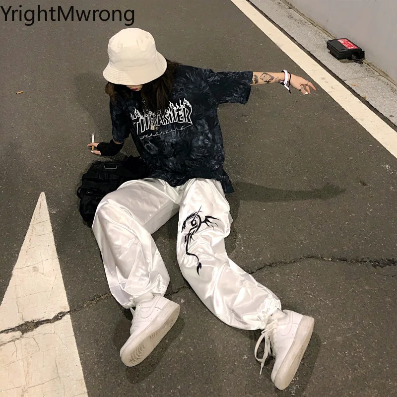 С эластичной резинкой на талии с принтом в виде дракона стиле &quotхип хоп&quot