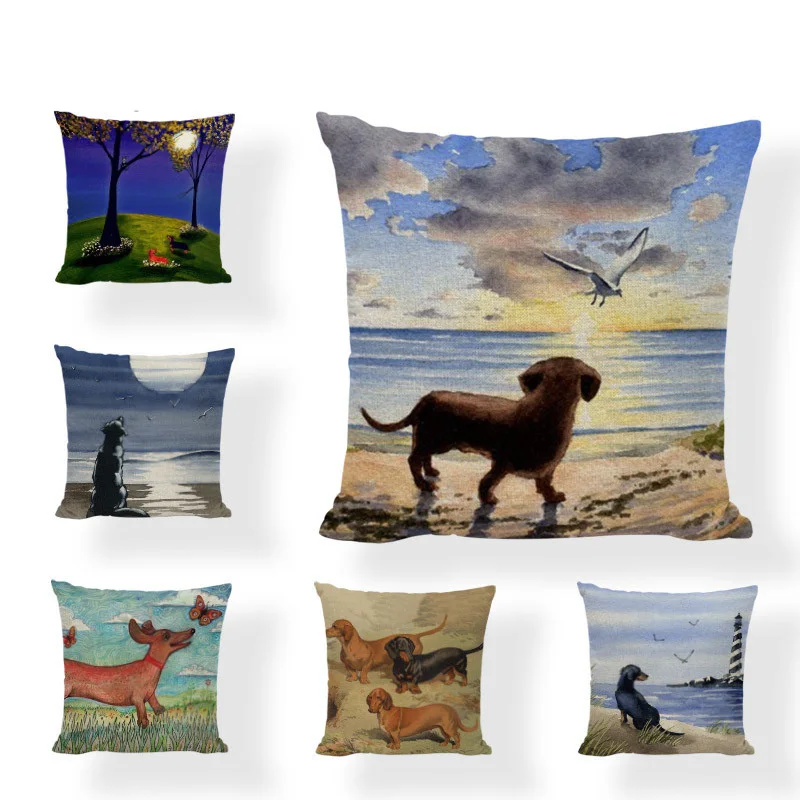 Рождественский набор подушек в стиле таксы Рождественская собака декоративная