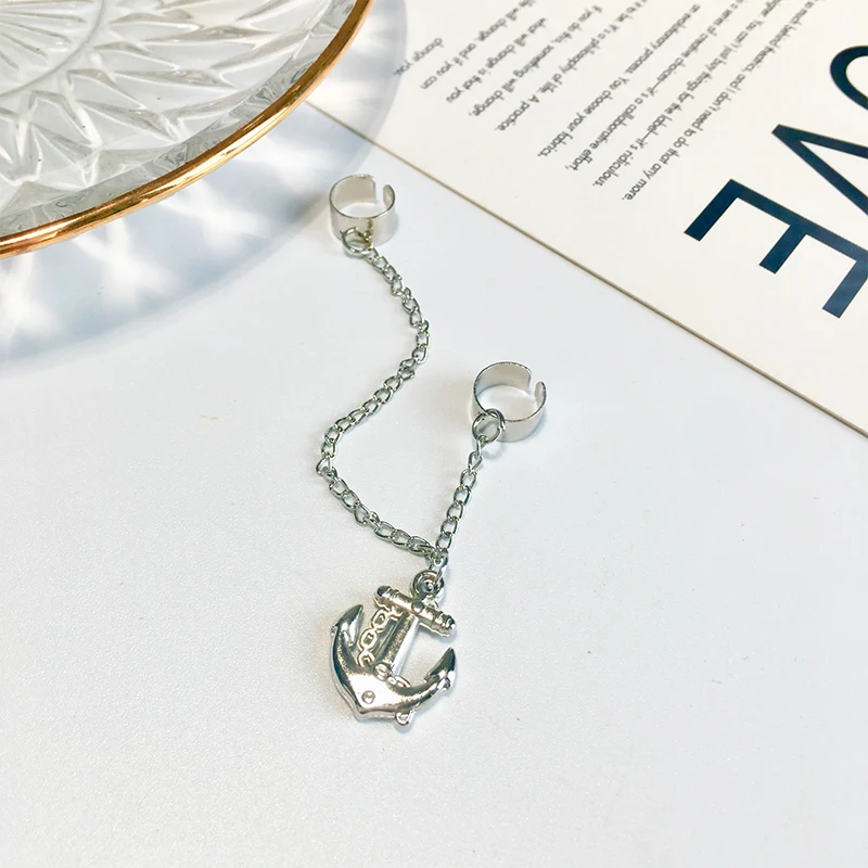 Gothic Earring Chain Anchor Love Butterfly Ear Cuff Wrap Clip on for 1 | Украшения и аксессуары