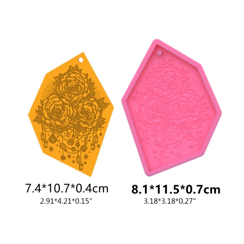 

Rose Tag Epoxy Resin Mold Hanging Pendant Silicone Mould DIY Crafts Jewelry Decorations Casting Tool