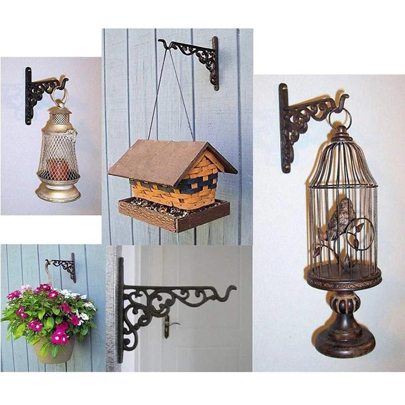 

2 Pack Cast Iron Plant Hanger Hanging Planters Basket Wall Hook with Screws, Vintage Metal Wall Stands for Bird Feeders, Planter